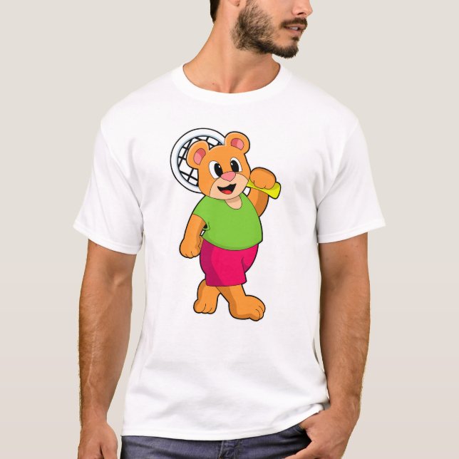 T-shirt Ours au tennis avec raquette de tennis (Devant)