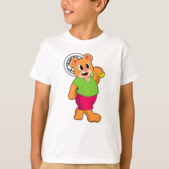 T-shirt Ours au tennis avec raquette de tennis (Devant)