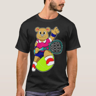 T-shirt Ours au Tennis avec Raquette de Tennis Balle de Te
