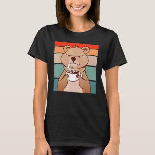 T-shirt Ours Avec Café À La Main Pour Comique Brown Ours F