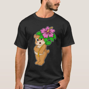 T-shirt Ours avec Hibiscus aux fleurs