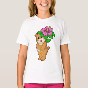 T-shirt Ours avec Hibiscus aux fleurs