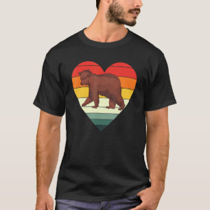 T-shirt Ours Brown animal forestier Ours rétro Coeur Ours 