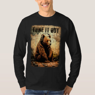 T-shirt Ours Brun Réglage Avec Casque Grizzly Musique