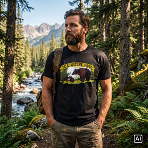 T-shirt Ours bruns vintage dans le parc national de Yellow