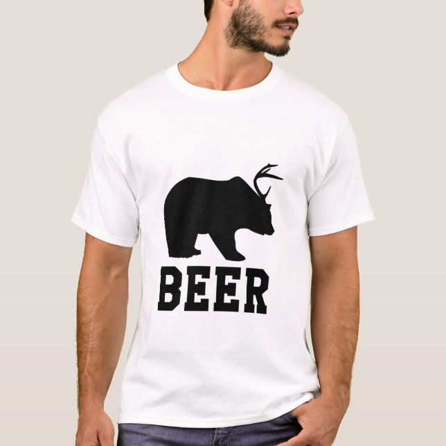 T-shirt Ours + Cerfs communs = bière (Devant)