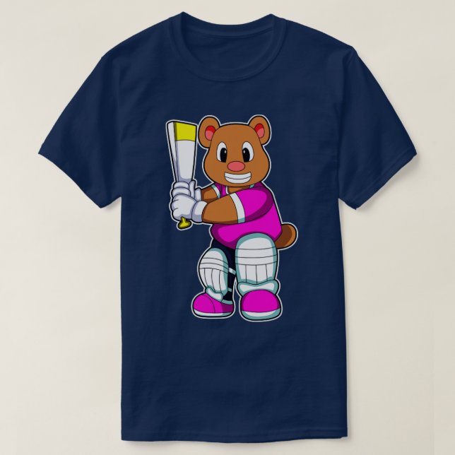 T-shirt Ours comme batteur avec batte de cricket (Design devant)