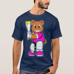T-shirt Ours comme batteur avec batte de cricket