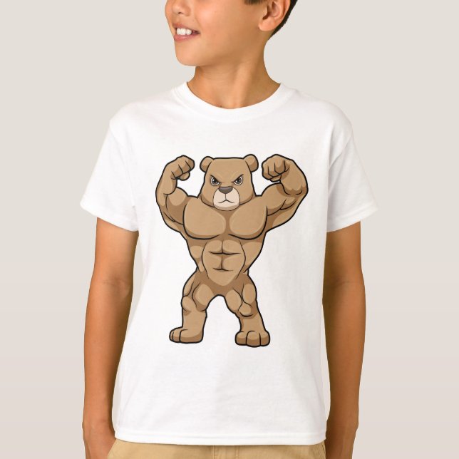 T-shirt Ours comme Bodybuilder avec de grands Muscles (Devant)