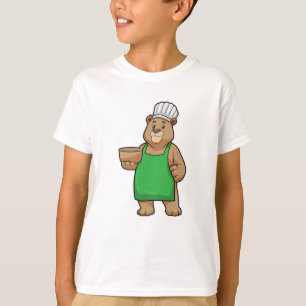 T-shirt Ours comme cuire avec tablier de Cuisine et bol en