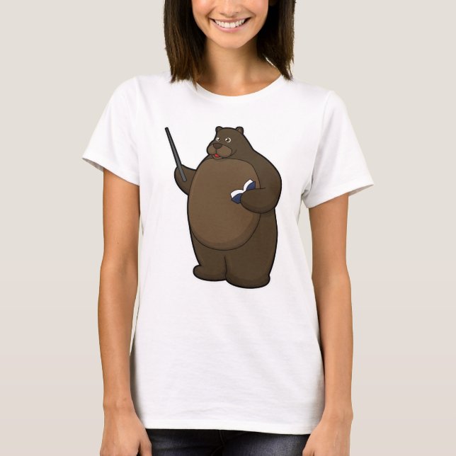 T-shirt Ours comme enseignant avec livre et pointeur (Devant)