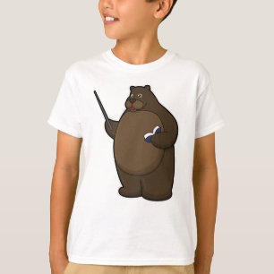 T-shirt Ours comme enseignant avec livre et pointeur