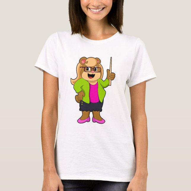 T-shirt Ours comme enseignant avec lunettes (Devant)