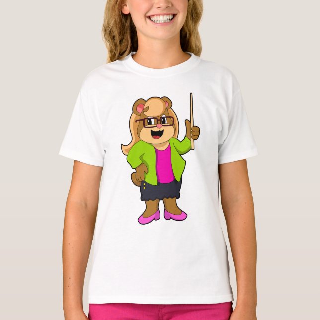 T-shirt Ours comme enseignant avec lunettes (Devant)
