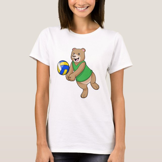 T-shirt Ours comme joueur de volleyball avec Volleyball (Devant)