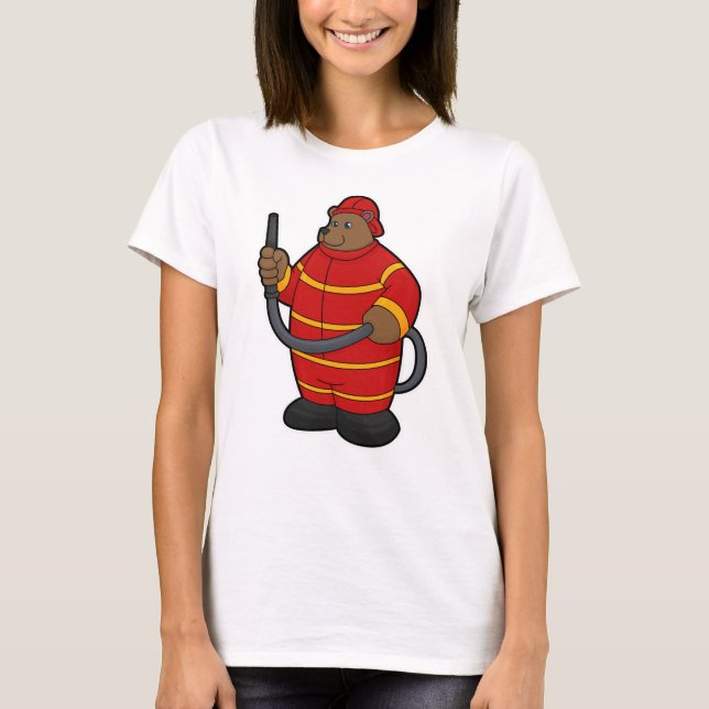 T-shirt Ours comme pompier avec tuyau (Devant)