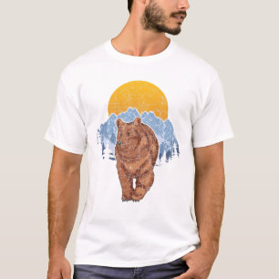 T-shirt Ours d'animaux Amour extérieur Mountain Sunset Nat