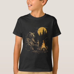 T-shirt Ours de camping buvant de la bière randonnée natur