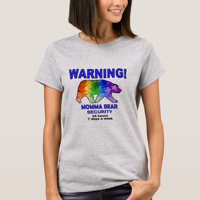 T-shirt Ours de mamans de puzzle d'arc-en-ciel d'autisme (Devant)