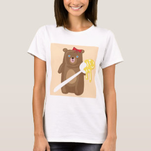 T-shirt Ours de miel adorable avec cuillère et cabot rouge