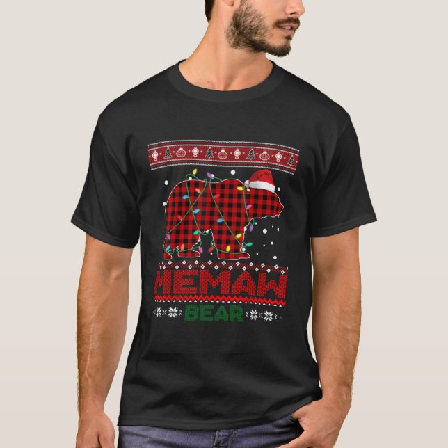 T-shirt Ours de Noël Pyjama Famille Cadeau Memaw Ours (Devant)