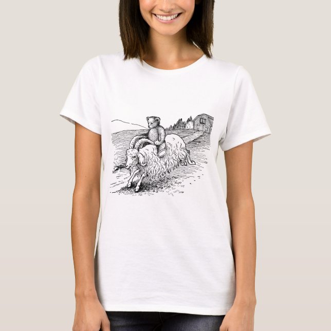 T-shirt Ours de nounours montant une chèvre (Devant)