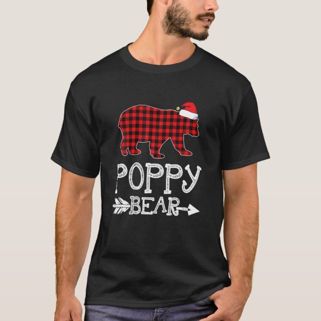 T-shirt Ours de pavot Pyjama de Noël Buffle Rouge Plaid Fa (Devant)