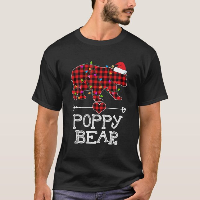 T-shirt Ours de pavot Pyjama de Noël Buffle Rouge Plaid Fa (Devant)