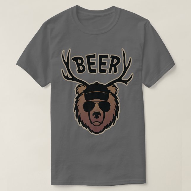 T-shirt Ours drôle avec Antlers de Cerfs Bière Graphisme P (Design devant)