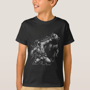 T-shirt Ours Drôle Homme Punching Ours Retro Chasse Vintag
