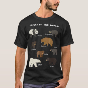 T-shirt Ours Du Monde Grizzly Ours Panda Noir Polar