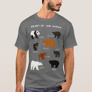 T-shirt Ours Du Monde Grizzly Ours Panda Noir Polar