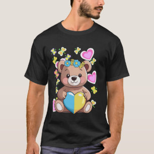 T-shirt Ours en peluche enfantin temps rétro d'été cœur cœ
