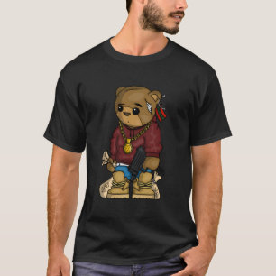 T-shirt Ours en peluche Hip Hop avec pistolet Get Money Ra