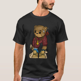 T-shirt Ours en peluche Hip Hop avec pistolet Get Money Ra