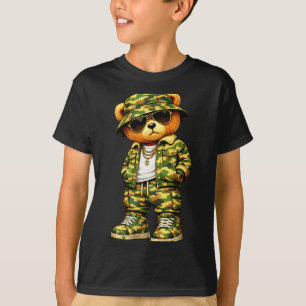 T-shirt Ours en peluche hip hop camouflage camouflage gang