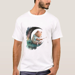 T-shirt Ours en peluche mignon sur la Lune, Ours en carica