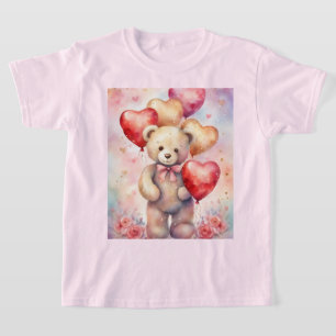 T-shirt Ours en peluche mignonne avec ballons d'anniversai