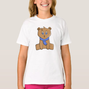T-shirt Ours en peluche portant une écharpe bleue