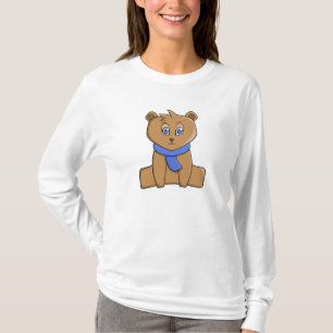 T-shirt Ours en peluche portant une écharpe bleue