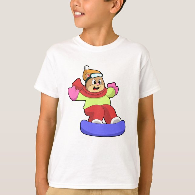 T-shirt Ours en snowboard avec snowboard (Devant)
