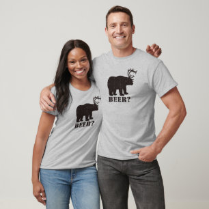 T-shirt Ours et cerfs communs = bière ? Pièce en t ivre de