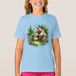 T-shirt Ours et cubes d'aquarelle