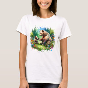 T-shirt Ours et cubes d'aquarelle