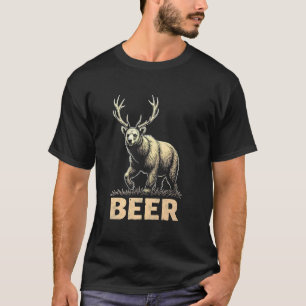 T-shirt Ours fier avec bois Bière Joie