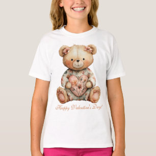 T-shirt Ours Floral Vintage Avec Coeur Saint-Valentin