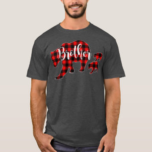 T-shirt Ours Frère Rouge Deux Cubes Correspondant Famille 