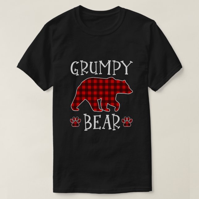 T-shirt Ours grincheux Pyjama de Noël Rouge Plaid Buffalo  (Design devant)
