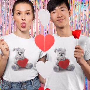 T-shirt Ours Gris Au Coeur