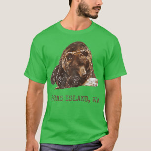 T-shirt Ours Grizzli Brown De L'Île Des Orques À Snow Wash